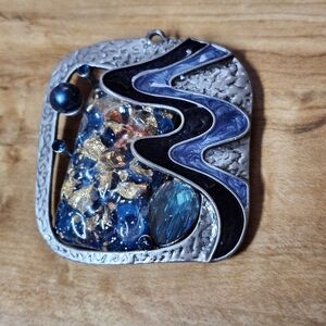 Artistic Silver and Blue Pendant